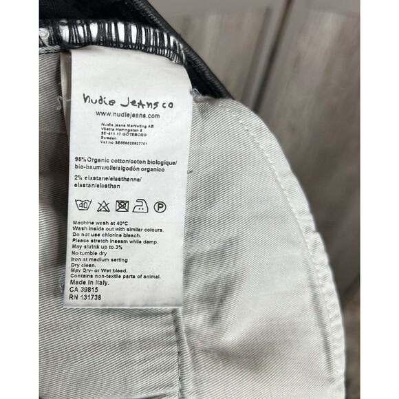 Nudie Jeans Size 33 x 34 (29) Lean Dean Black Color Slim Fit Organic Cotton - Picture 11 of 12